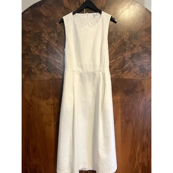 ADRIANO GOLDSCHMIED Libby Button Back Midi Dress w Pockets LINEN White Medium M - Picture 9 of 16